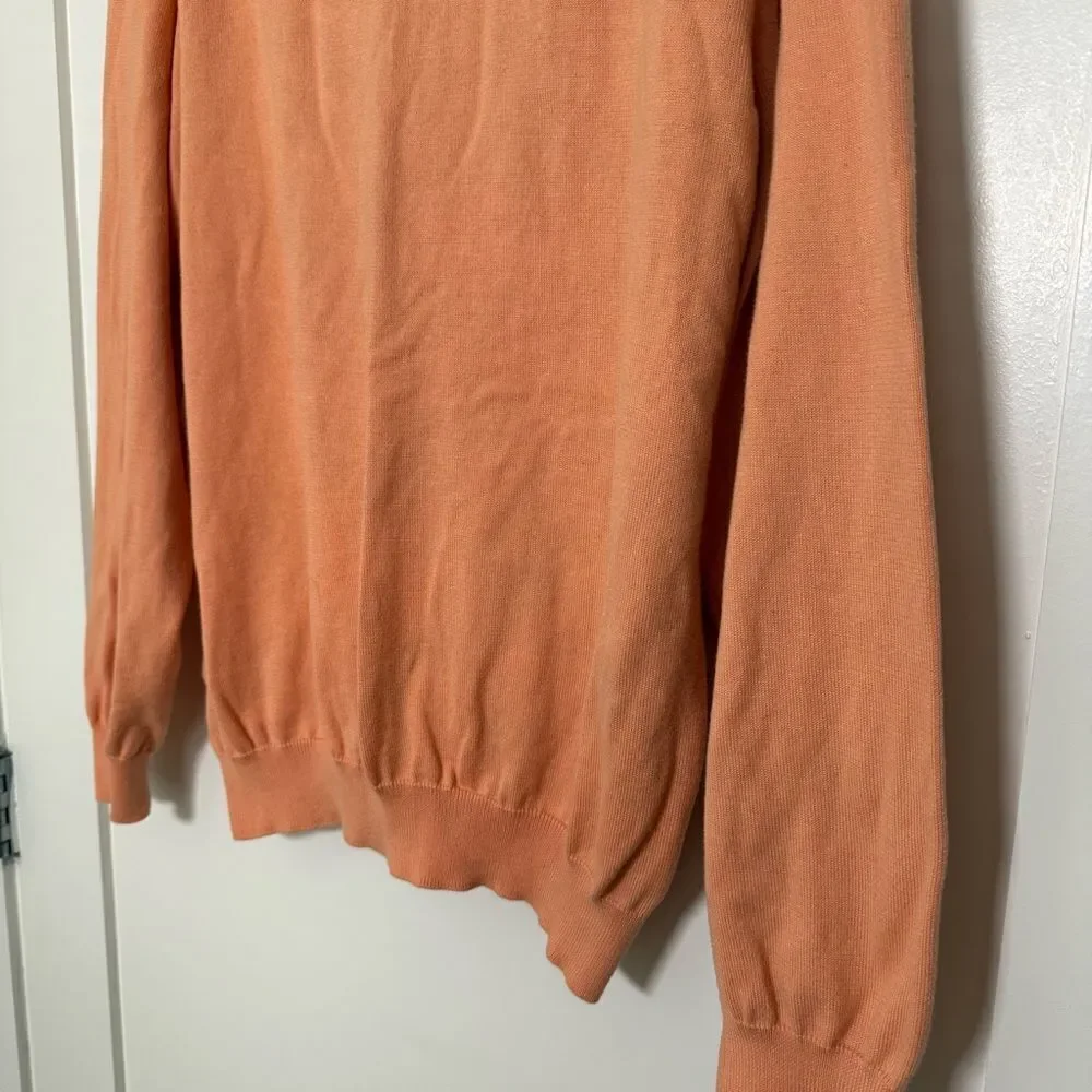 Brooks Brothers 346 Sweater Mens Large Peach 100% Supima Cotton V Neck Preppy